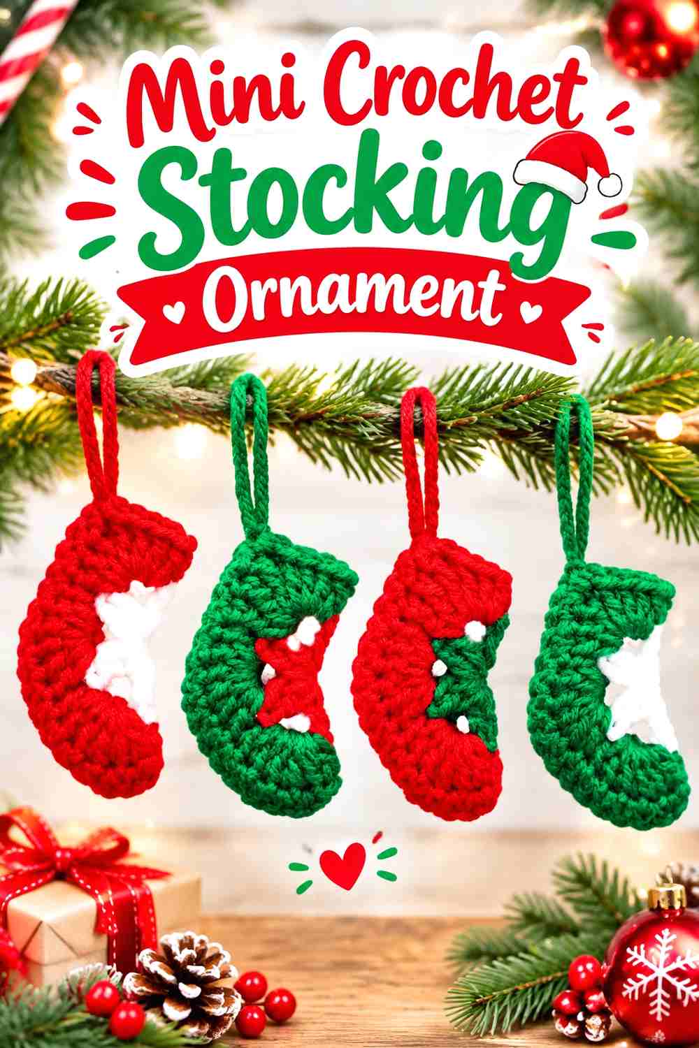 2. Mini Crochet Stocking Ornament