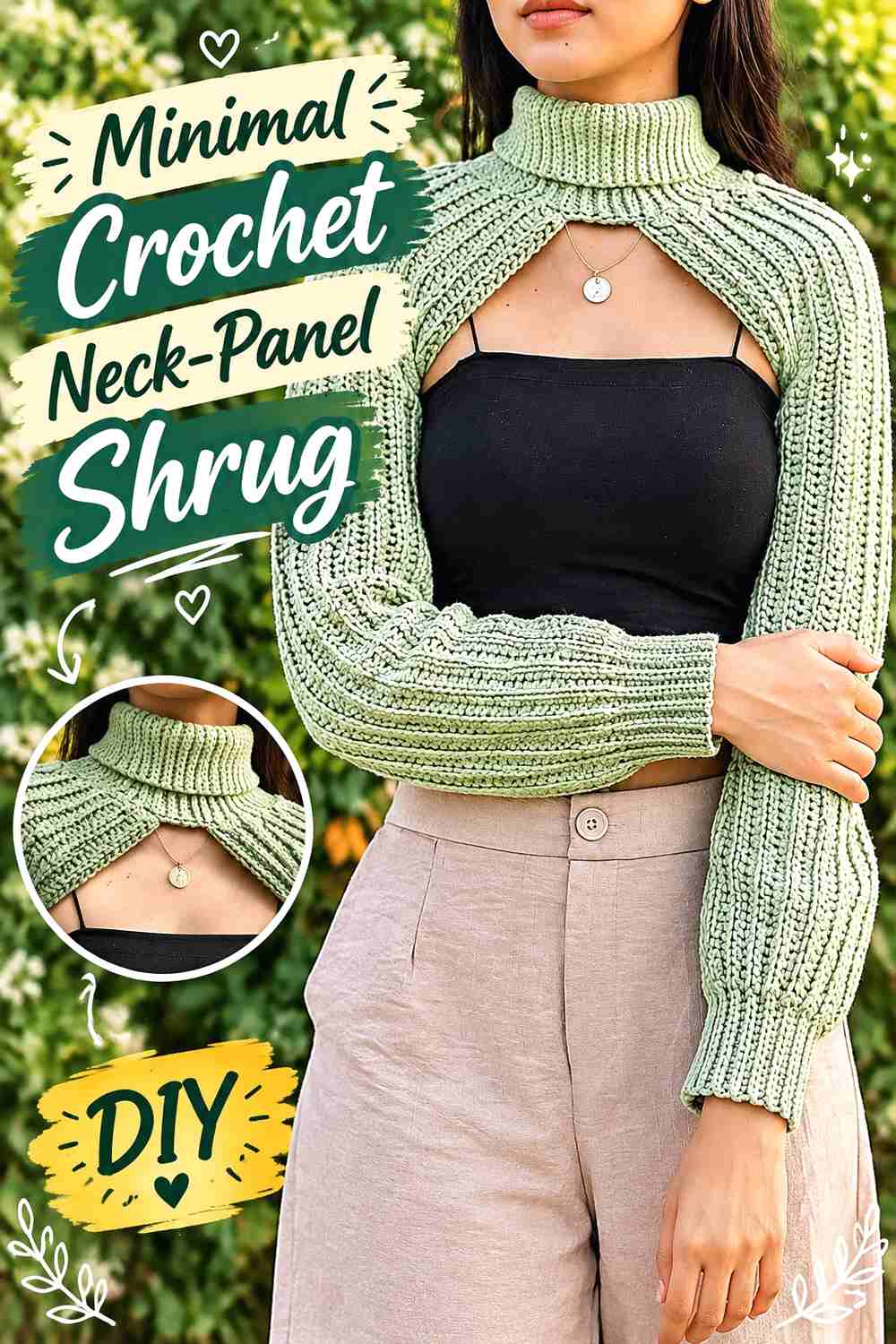 4. Minimal Crochet Neck-Panel Shrug