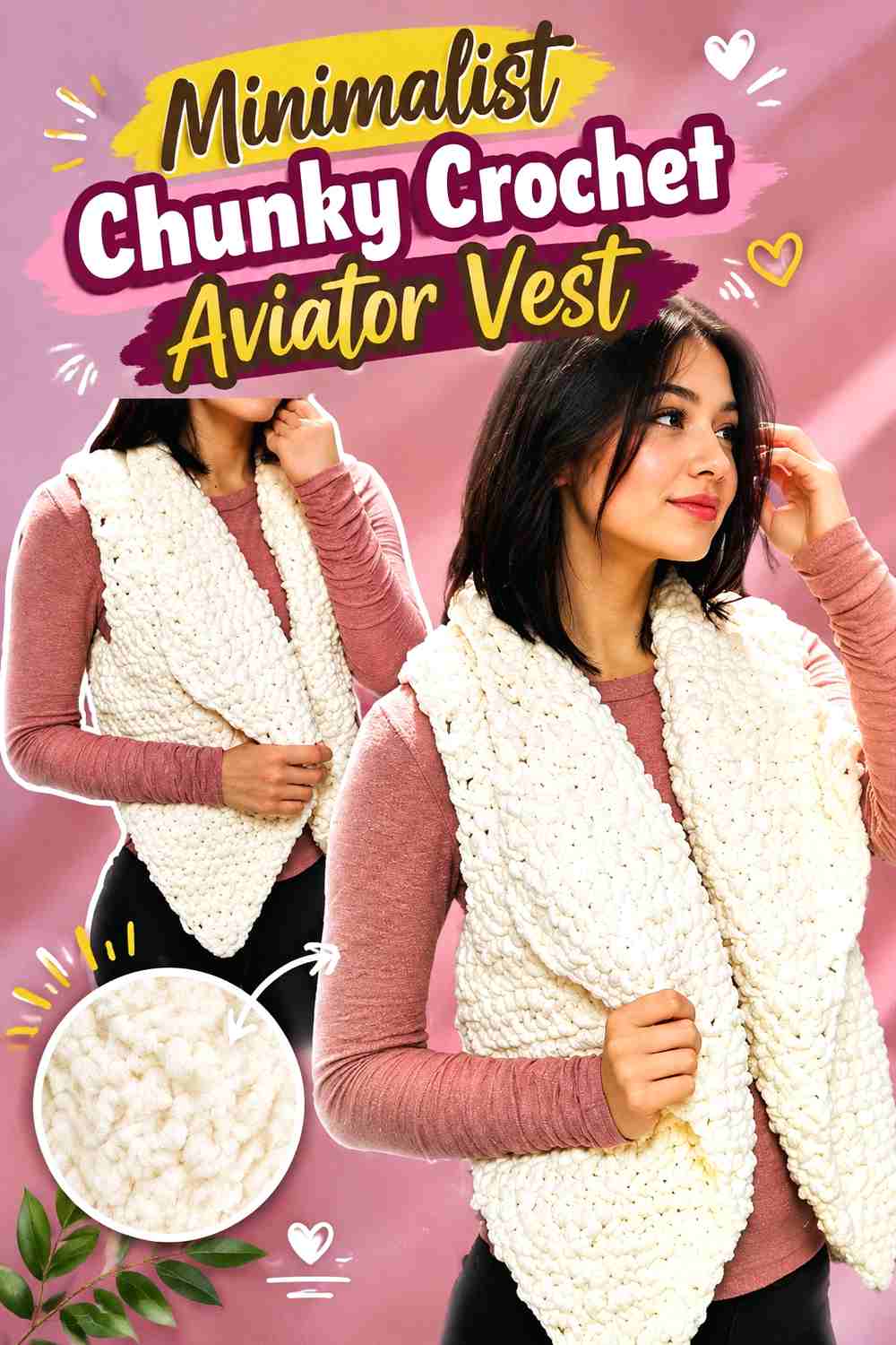 9. Minimalist Chunky Crochet Aviator Vest