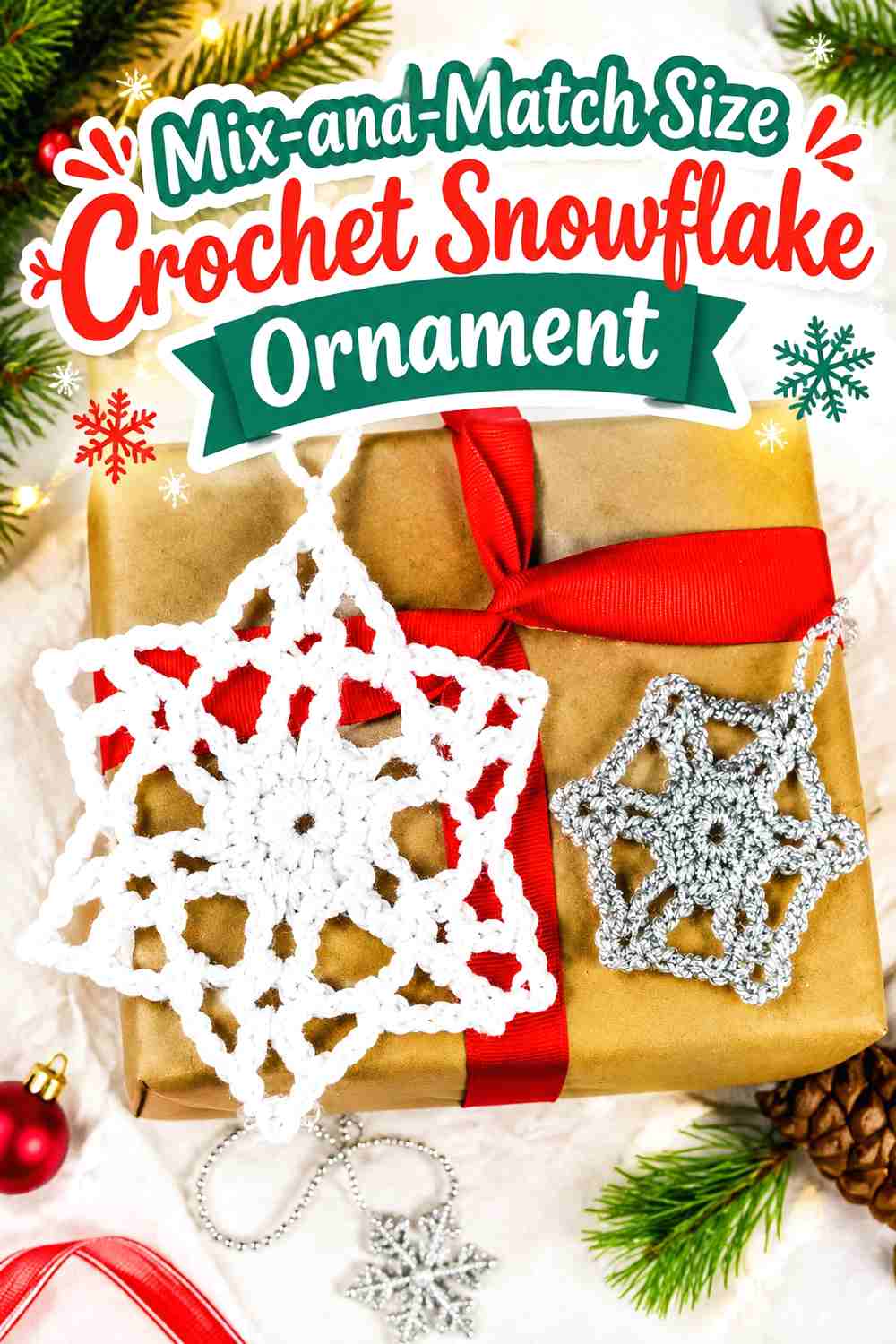 8. Mix-and-Match Size Crochet Snowflake Ornament