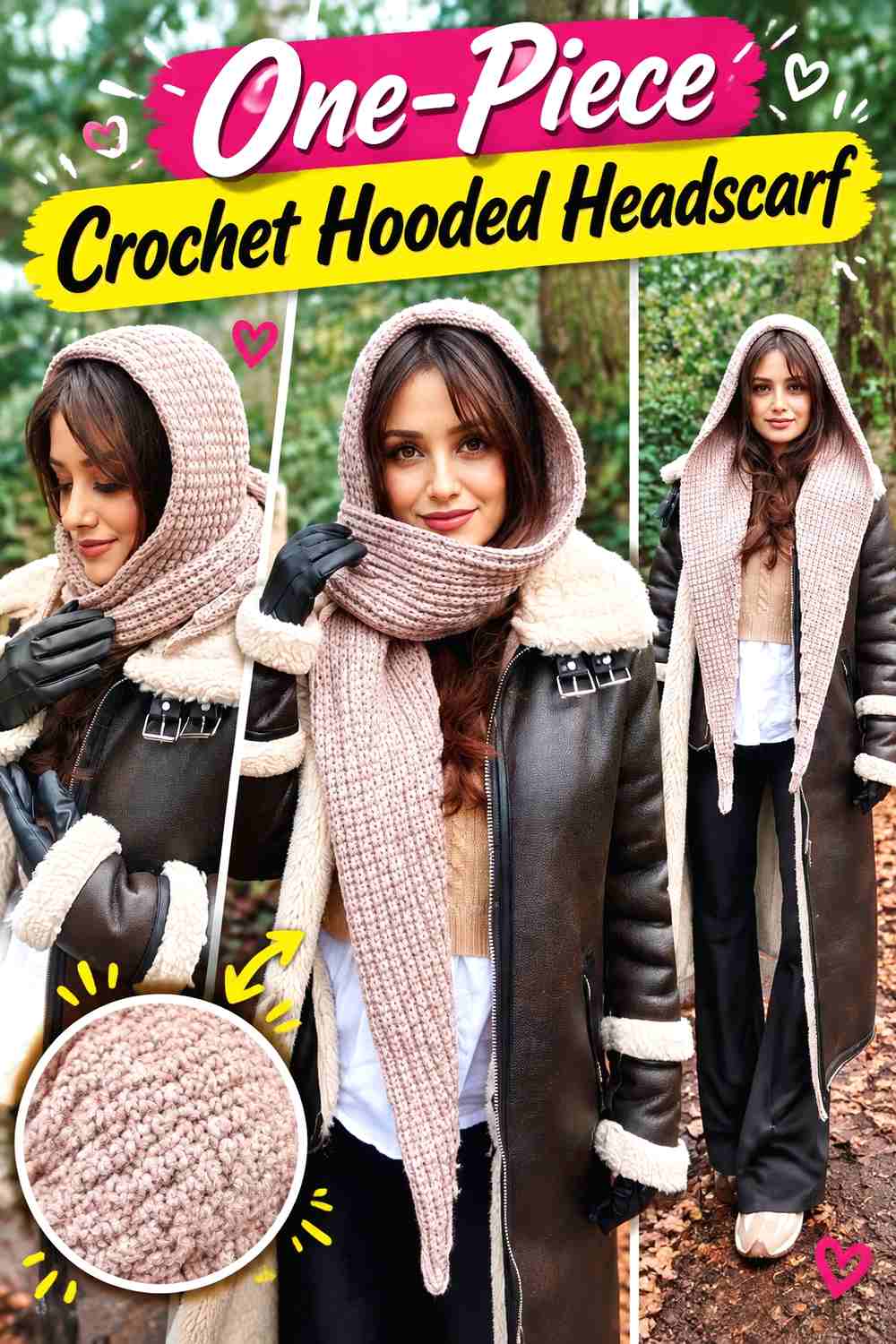 16. One-Piece Crochet Hooded Headscarf
