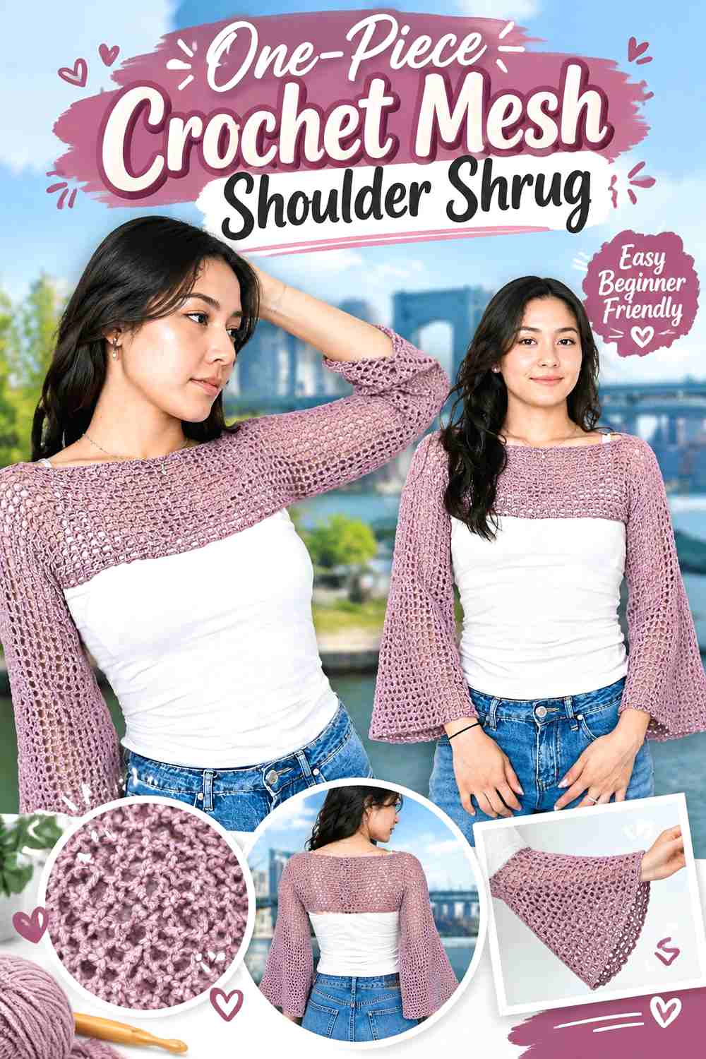 4. One-Piece Crochet Mesh Shoulder Shrug