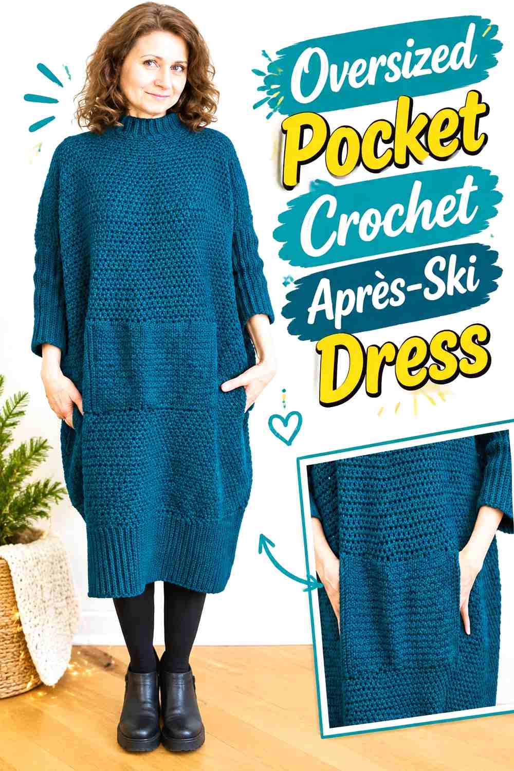 4. Oversized Pocket Crochet Après-Ski Dress