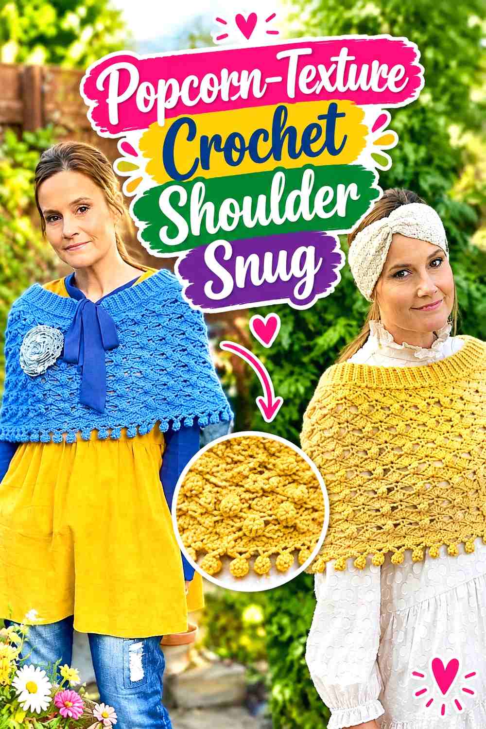 4. Popcorn-Texture Crochet Shoulder Snug