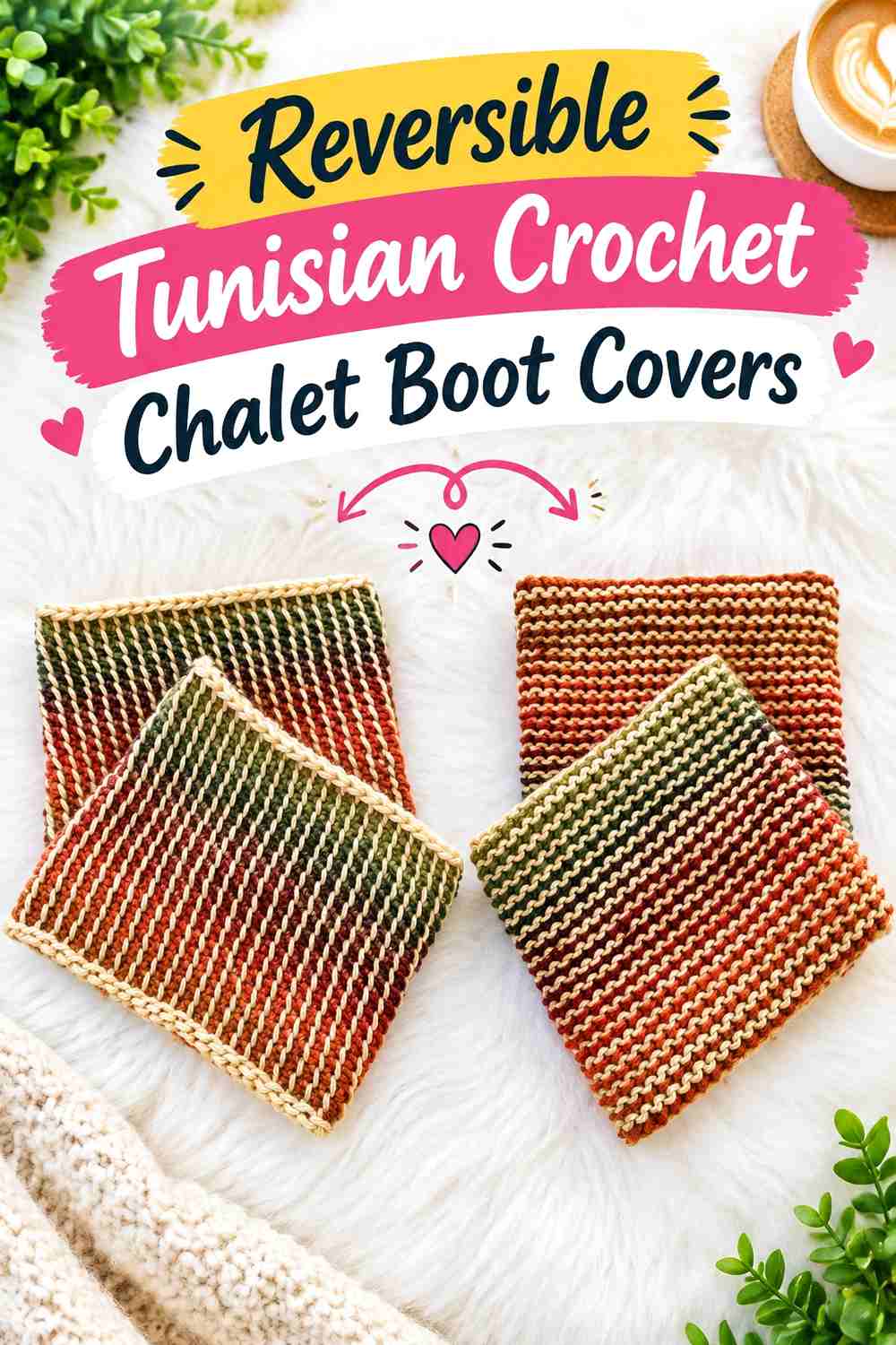 1. Reversible Tunisian Crochet Chalet Boot Covers