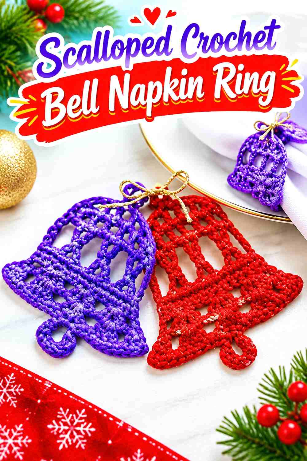 13. Scalloped Crochet Bell Napkin Ring