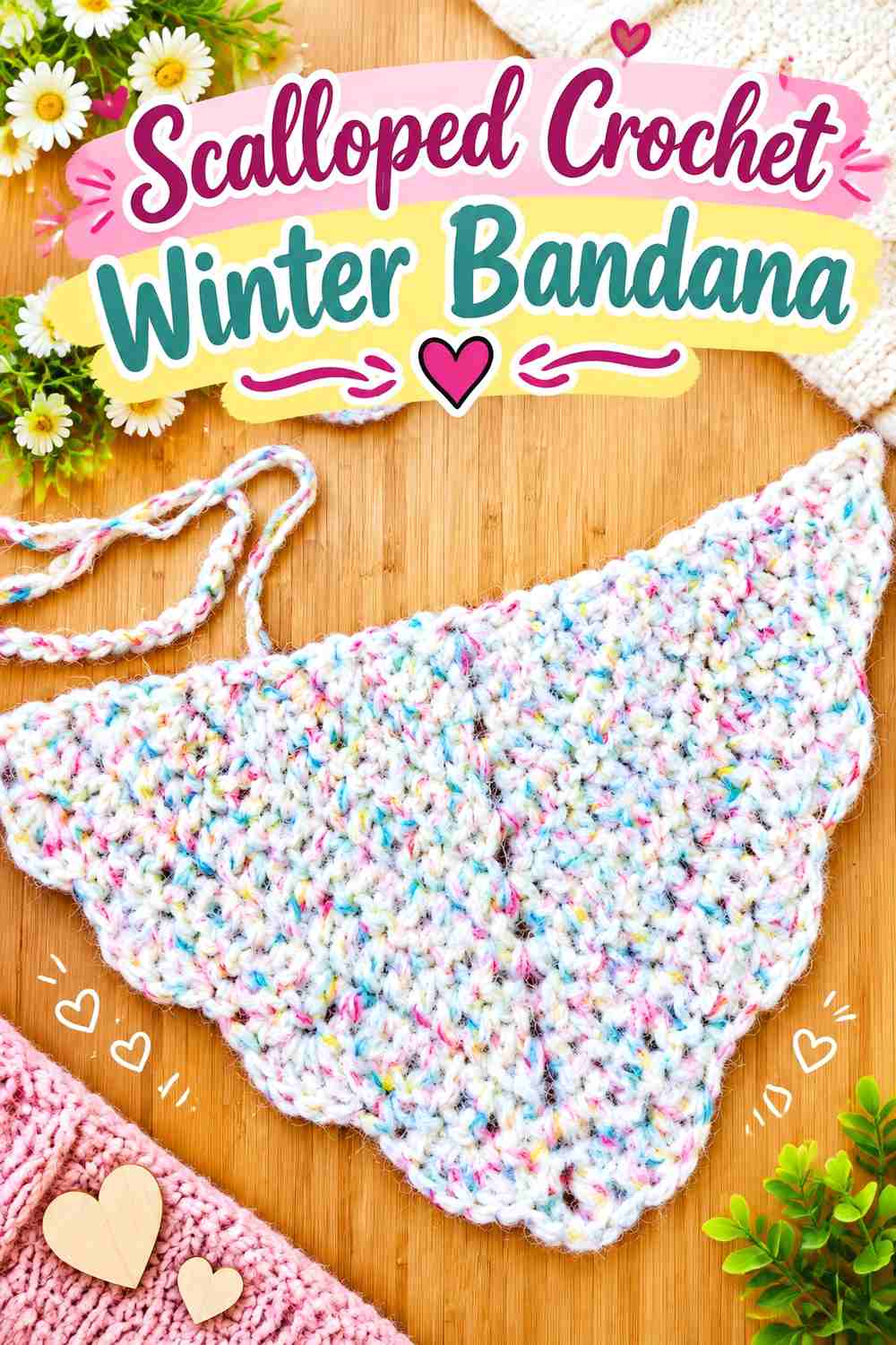 4. Scalloped Crochet Winter Bandana