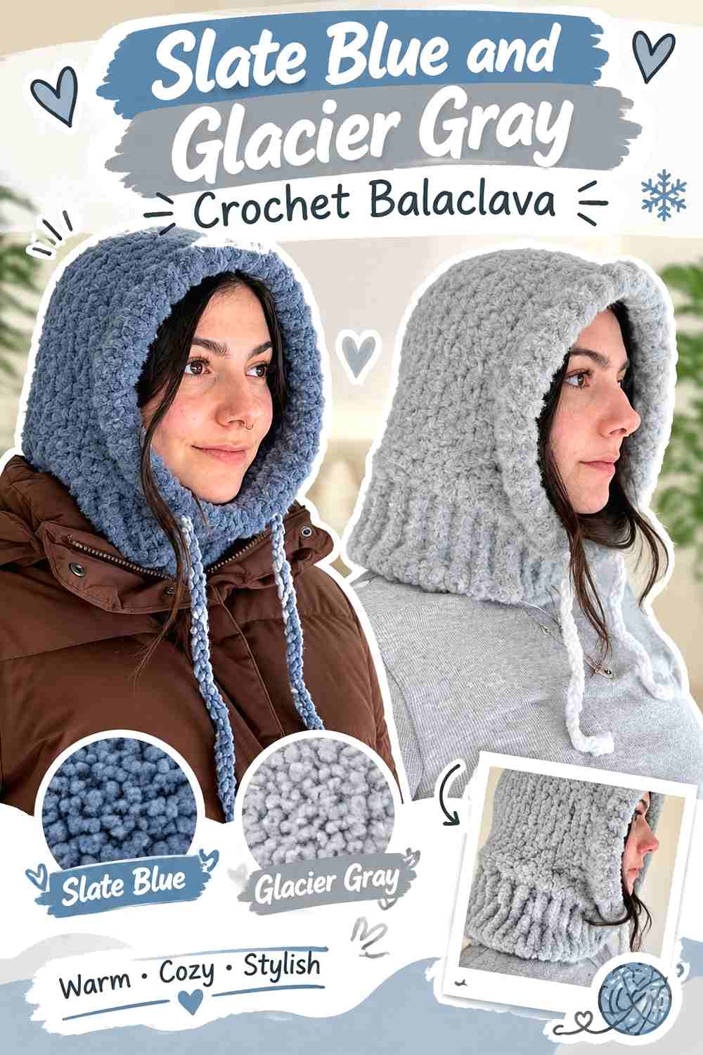 2. Slate Blue And Glacier Gray Crochet Balaclava