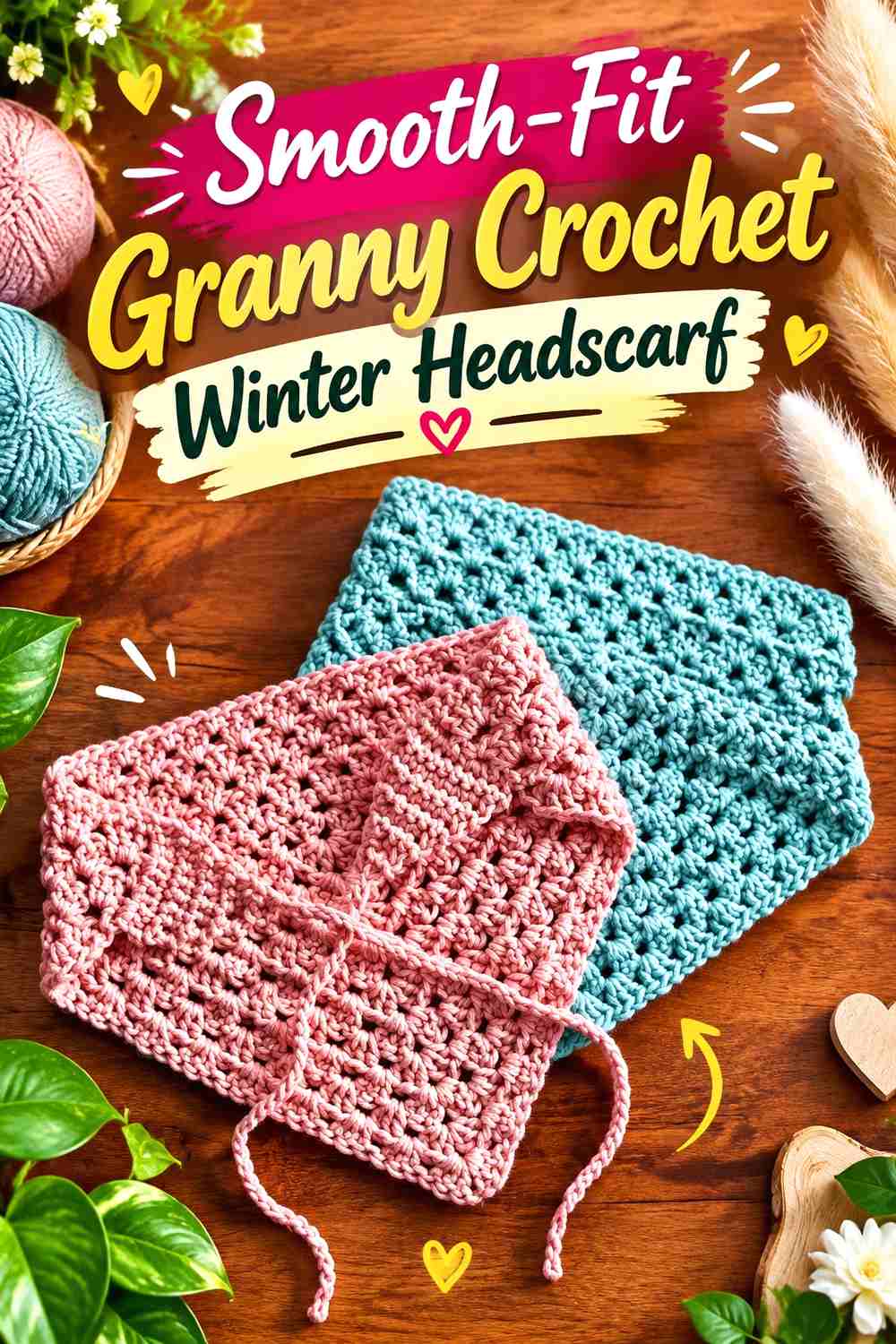 13. Smooth-Fit Granny Crochet Winter Headscarf