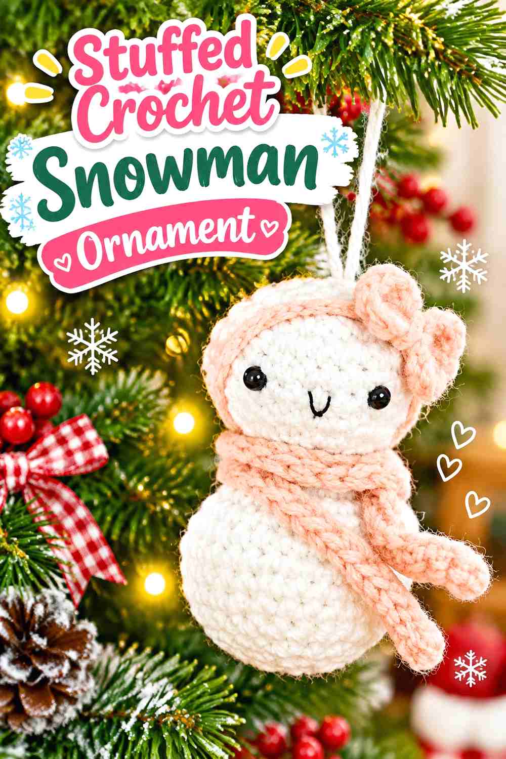 15. Stuffed Crochet Snowman Ornament