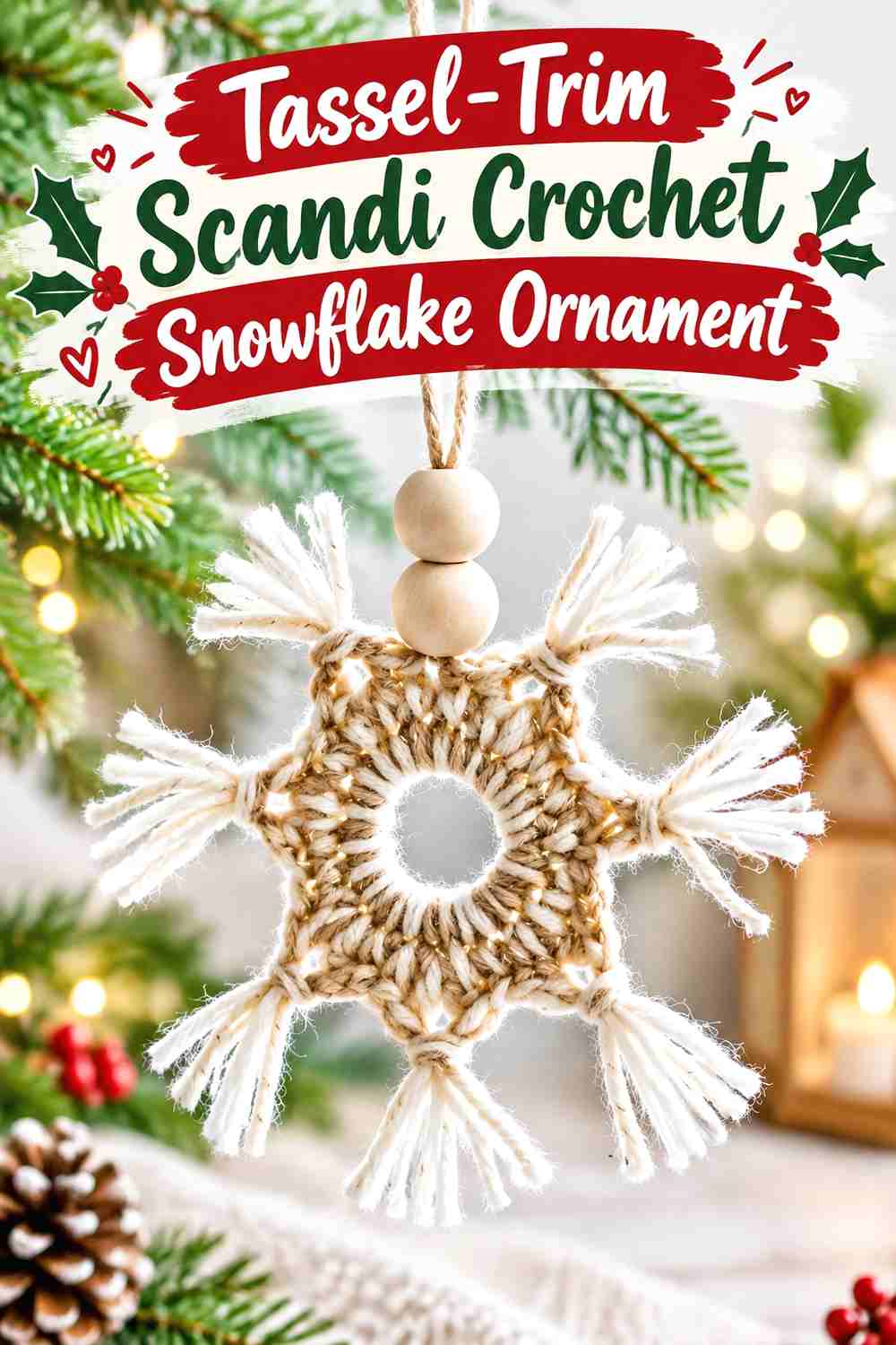 11. Tassel-Trim Scandi Crochet Snowflake Ornament