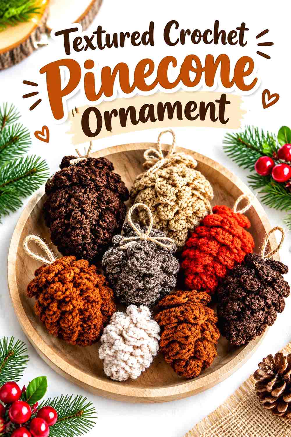 16. Textured Crochet Pinecone Ornament