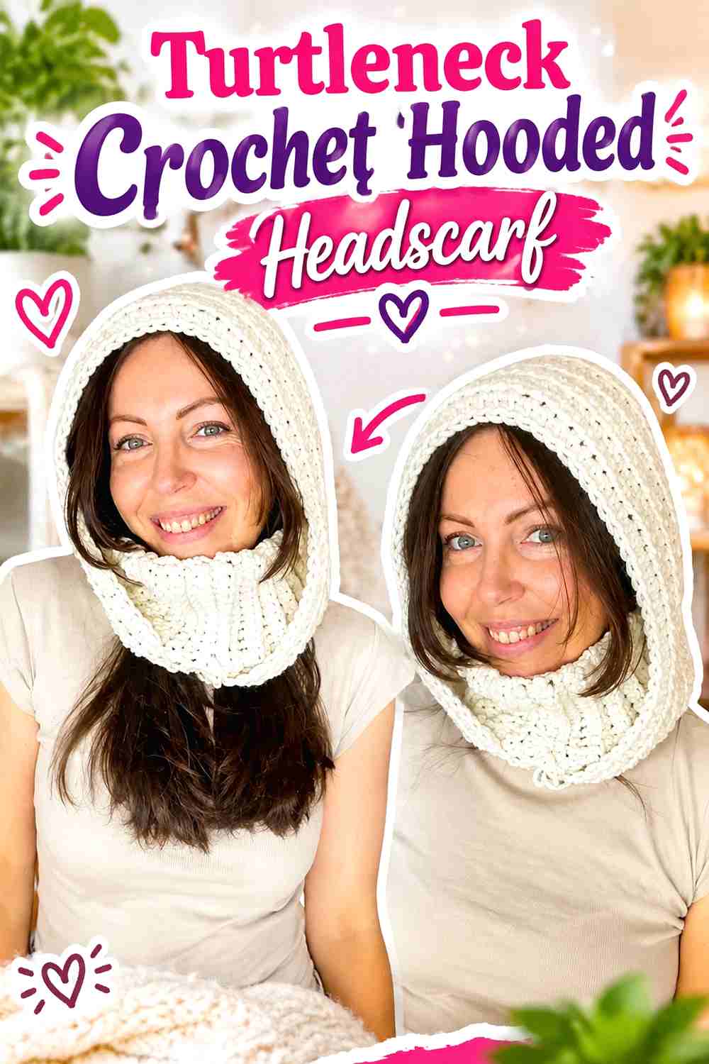 14. Turtleneck Crochet Hooded Headscarf