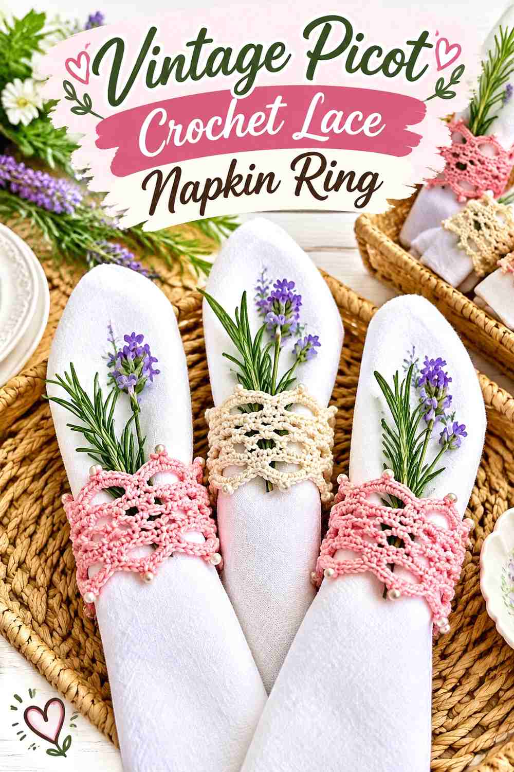 1. Vintage Picot Crochet Lace Napkin Ring