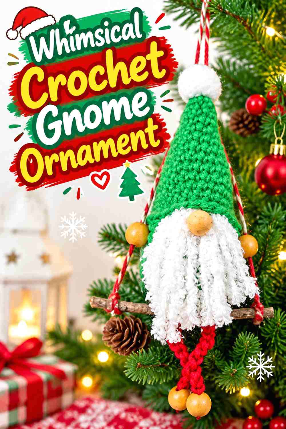 9. Whimsical Crochet Gnome Ornament